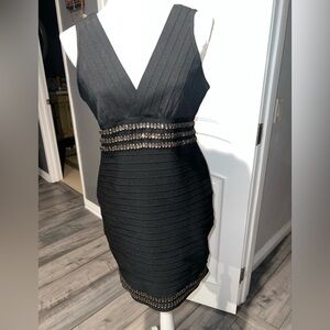 Bebe Bandage black Dress with rhinestone